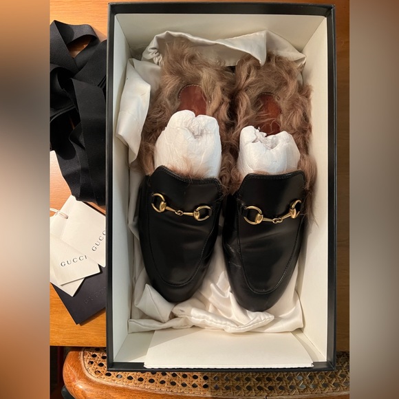 Gucci Princetown Loafers Fur Lined Slides Flats - Picture 3 of 5